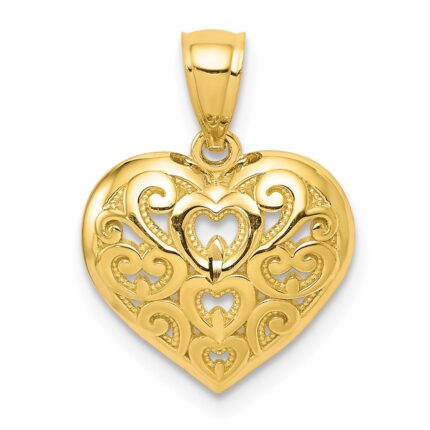 10k Diamond-Cut Heart Charm