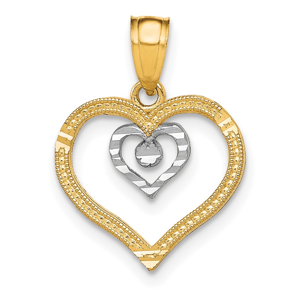 10C933.jpg 10K w/Rhodium Heart Charm - Image 1