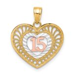 10K Two-tone w/White Rhodium 15 Heart Pendant