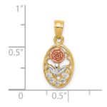 10K Two-Tone w/White Rhodium CZ Rose Charm - Image 3