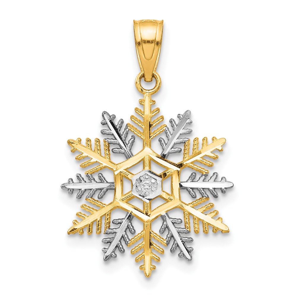 10C986.jpg 10K w/Rhodium Snowflake Charm - Image 1