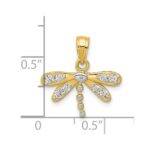 10K w/ Rhodium CZ Dragonfly Charm - Image 3