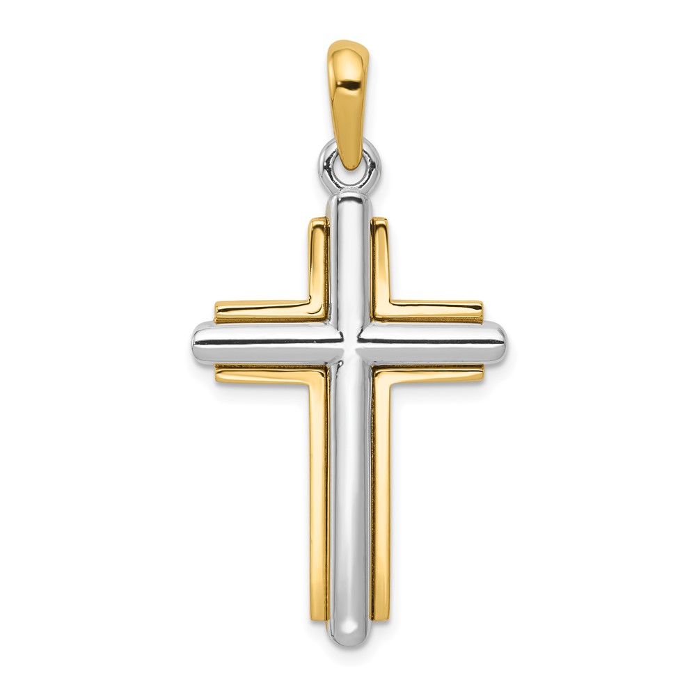 10CG10.jpg 10k Two-tone Cross Pendant - Image 1