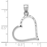 10K White Gold Solid Satin Diamond-cut Reversible Heart Pendant - Image 4