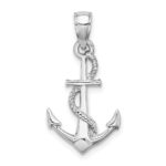 10K White Gold Solid Polished 3-D Anchor Pendant - Image 4