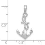 10K White Gold Solid Polished 3-D Anchor Pendant - Image 3