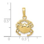 10k Solid Polished Open-Backed Crab Pendant - Image 3