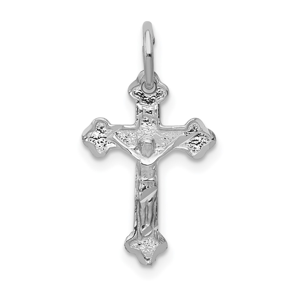 10D1676.jpg 10k White Gold Diamond-cut Crucifix Charm - Image 1