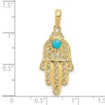 10k Turquoise Filigree Chamseh Pendant - Image 3