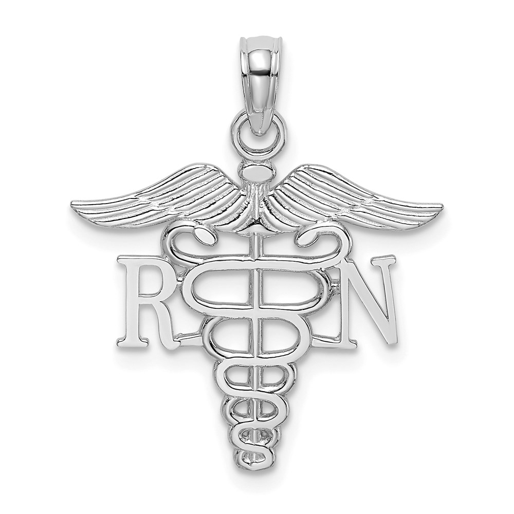 10D3483W.jpg 10K White Gold RN Caduceus Pendant - Image 1
