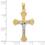 10K Two-tone Diamond-cut Crucifix Pendant - Image 3