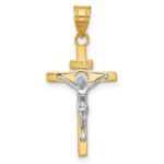 10K Two-tone INRI Crucifix Pendant