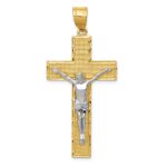 10K Two-tone Diamond-cut Crucifix Pendant