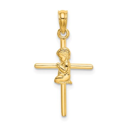 10k Praying Boy Cross Charm
