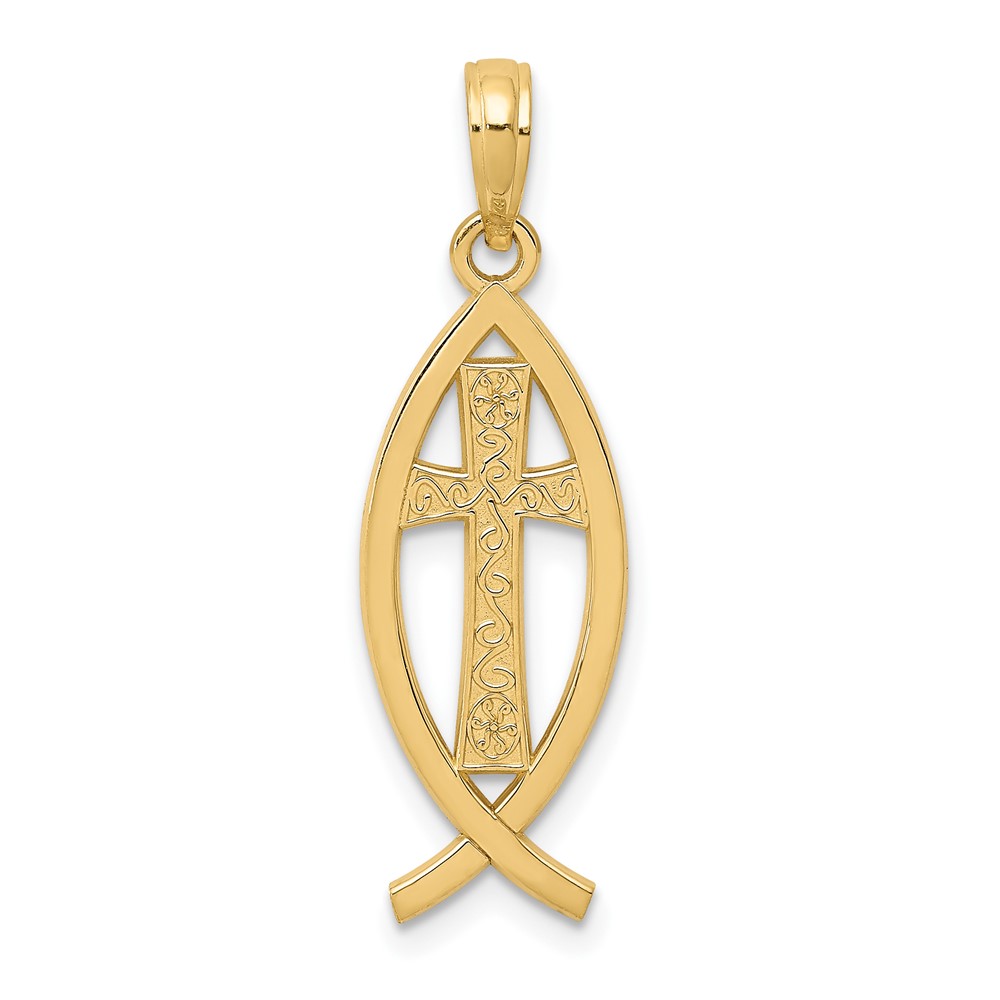 10D3741.jpg 10k Ichthus Fish Pendant - Image 1