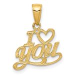 10K Polished & Textured I Heart You Pendant