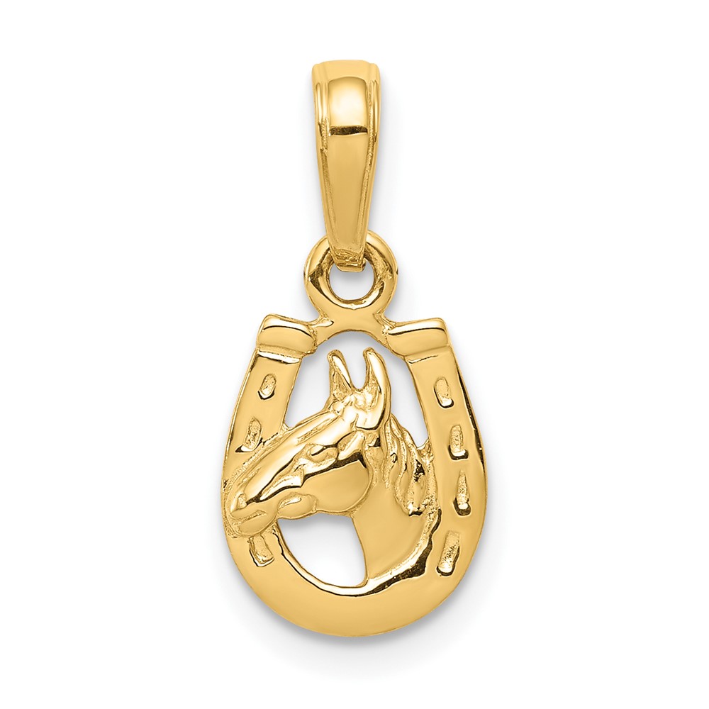 10D4048.jpg 10k Horse Head in Horseshoe Pendant - Image 1