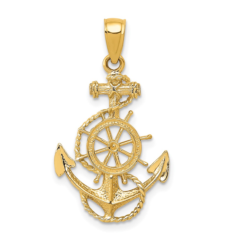10D4163.jpg 10K Anchor and Wheel Pendant - Image 1