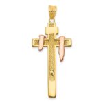 10K Tri-color Large Draped INRI Crucifix Pendant - Image 4