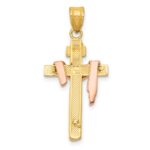 10K Tri-color Diamond-cut Small Draped INRI Crucifix Pendant - Image 4