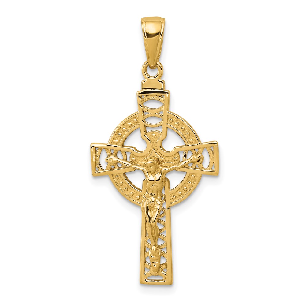 10D4419.jpg 10k Polished Celtic Crucifix Pendant - Image 1