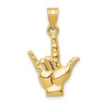 10k Polished I Love You Hand/Sign Language Charm