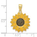 10k Enameled Yellow Sunflower Pendant - Image 3