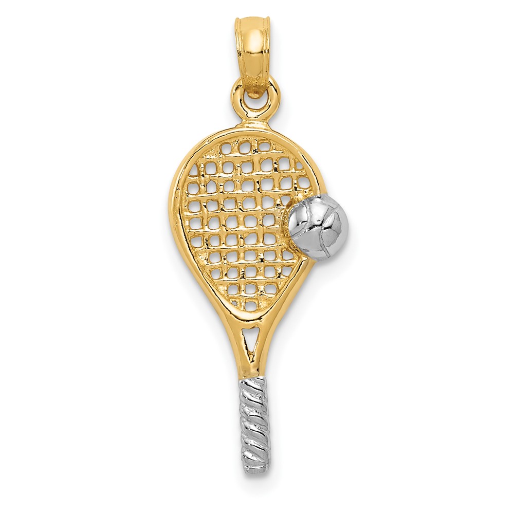 10K1995.jpg 10k w/Rhodium Polished Tennis Racquet Pendant - Image 1
