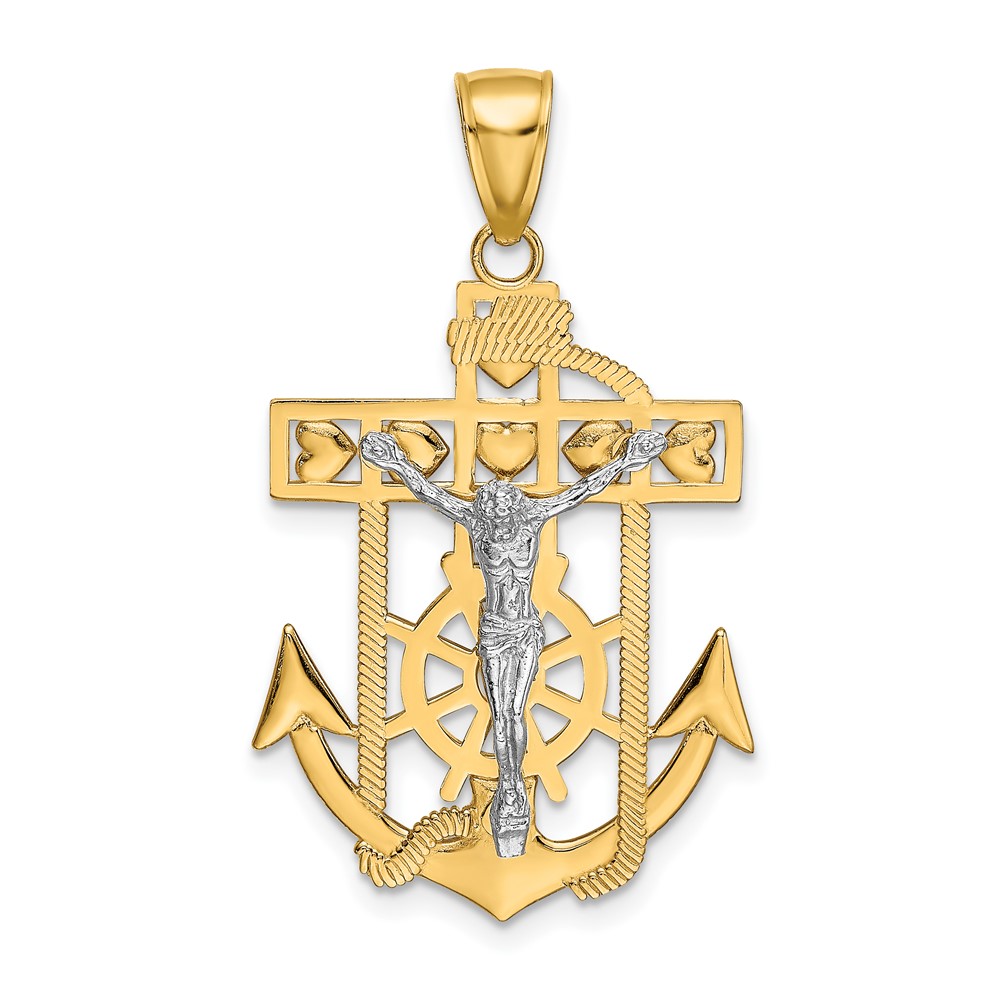 10K2210.jpg 10k Two-tone Mariner's Crucifix Pendant - Image 1