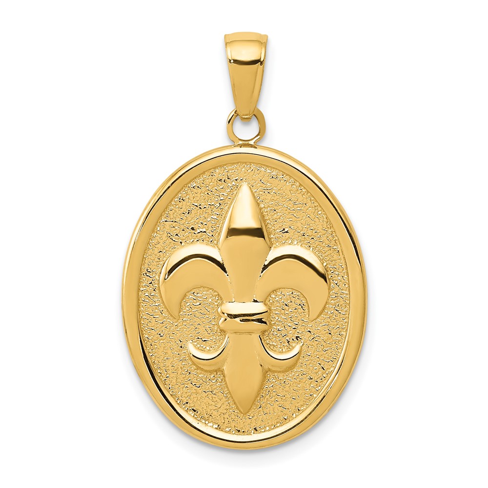 10K2762.jpg 10k Fleur-De-Lis on Oval Disk Pendant - Image 1