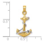 10K Two-Tone 3D Anchor W/Rope Pendant - Image 4
