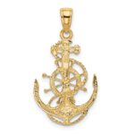 10K Medium Anchor w/Wheel Pendant - Image 3