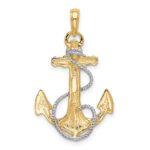10k YG W/ Rhodium Anchor w/Rope Pendant - Image 4