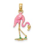 10K 3-D Enameled Pink Flamingo Pendant - Image 4