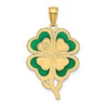 10K 4-Leaf Clover Pendant with Enameled Tips - Image 4
