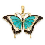 10K Aqua Enameled Butterfly Pendant