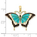 10K Aqua Enameled Butterfly Pendant - Image 3