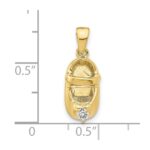 10K 3-D April/Synthetic Stone Engraveable Baby Shoe Charm - Image 3