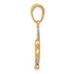 10k & Rhodium Polished Moon w/ Angel Pendant - Image 2