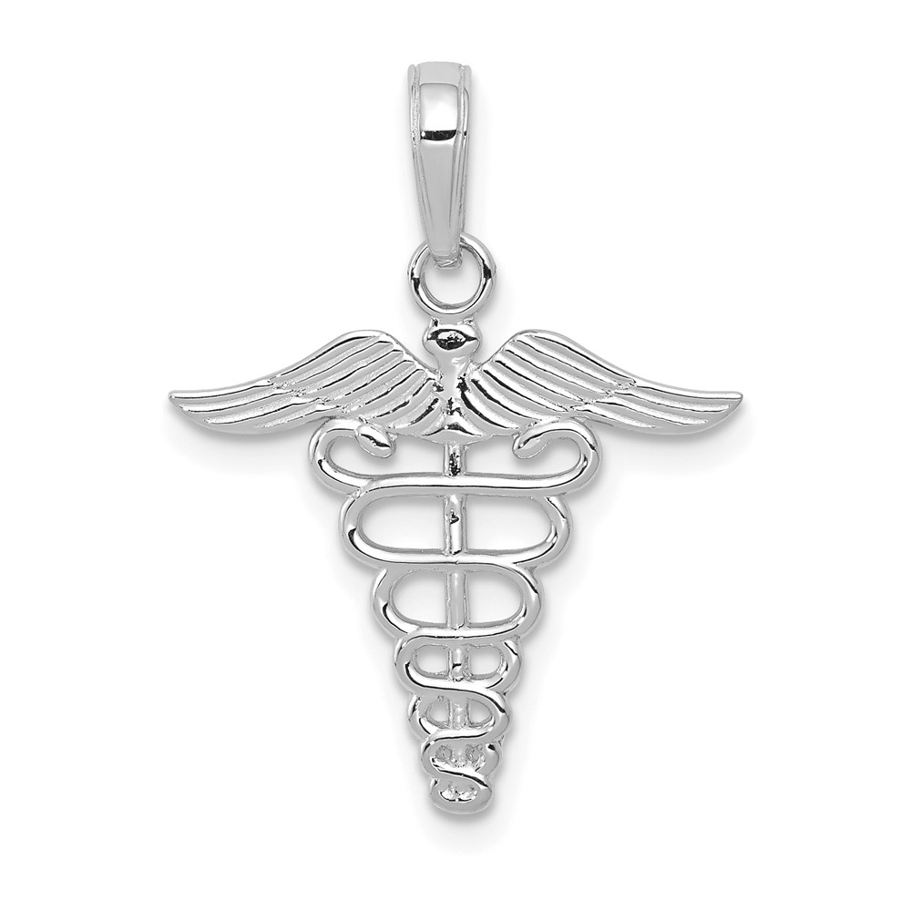 10K4935W.jpg 10k White Gold Caduceus Pendant - Image 1