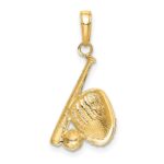 10K W/Rhodium Baseball, Bat, and Glove Pendant - Image 3