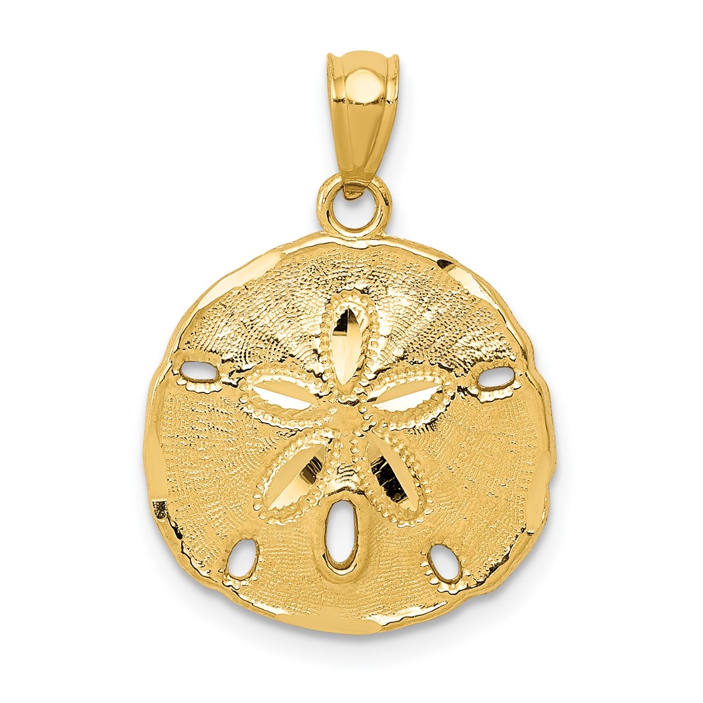10K5378.jpg 10k Gold Polished Large Sand Dollar Pendant - Image 1