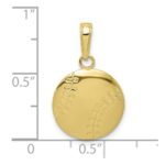 10K Gold Polished Baseball Closed Back Pendant - Image 4