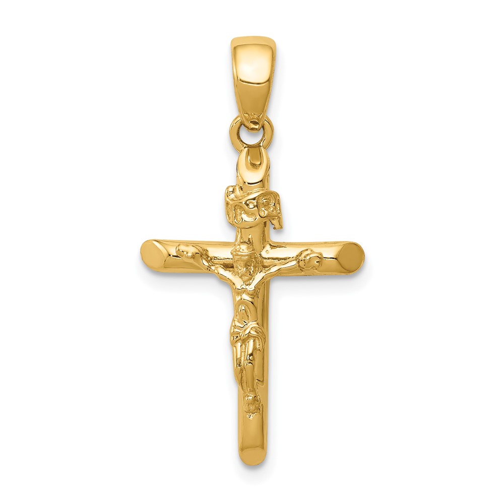10K5566.jpg 10K Gold Polished 2-D Crucifix with Jesus on Cross Pendant - Image 1
