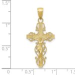 10K Gold Polished Crucifix w/lace Trim Pendant - Image 3