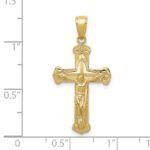 10K Gold Polished Textured Crucifix Pendant - Image 3