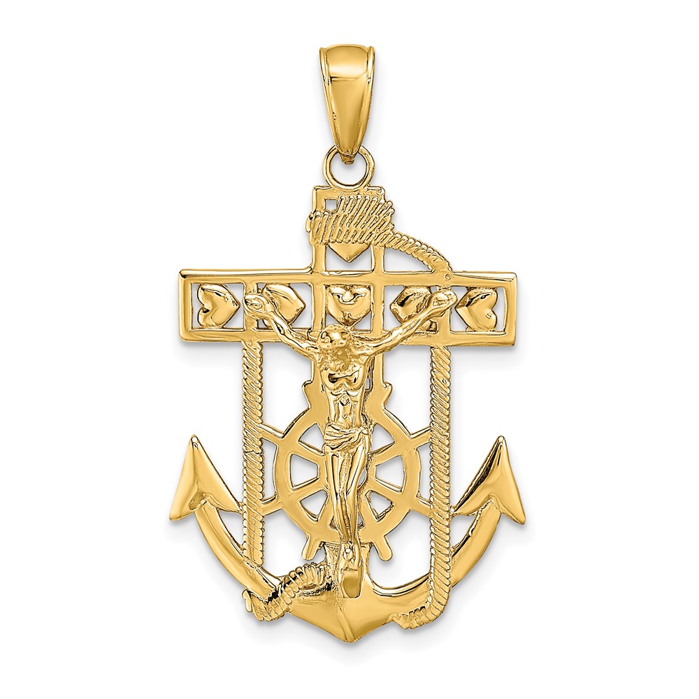 10K5580.jpg 10K Polished Textured Mariners Crucifix Pendant - Image 1