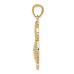 10K & Rhodium Polished & Textured Owl Pendant - Image 2