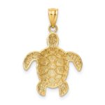 10k Diamond-cut Polished Sea Turtle Pendant - Image 4