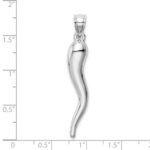 10k White Gold Hollow Italian Horn Pendant - Image 2